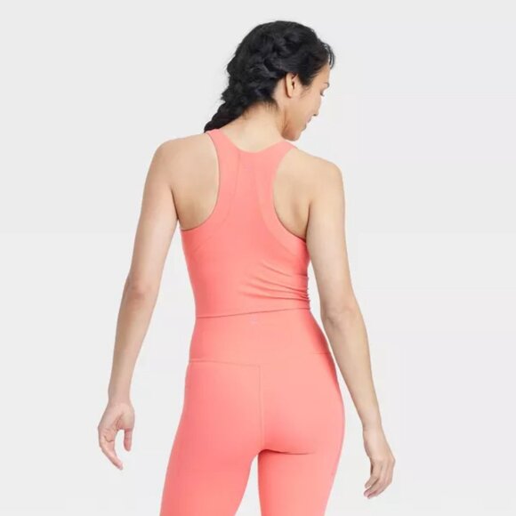 All In Motion Women's Everyday Soft High Neck Cropped Tank Top Built Shelf Bra - Picture 2 of 15